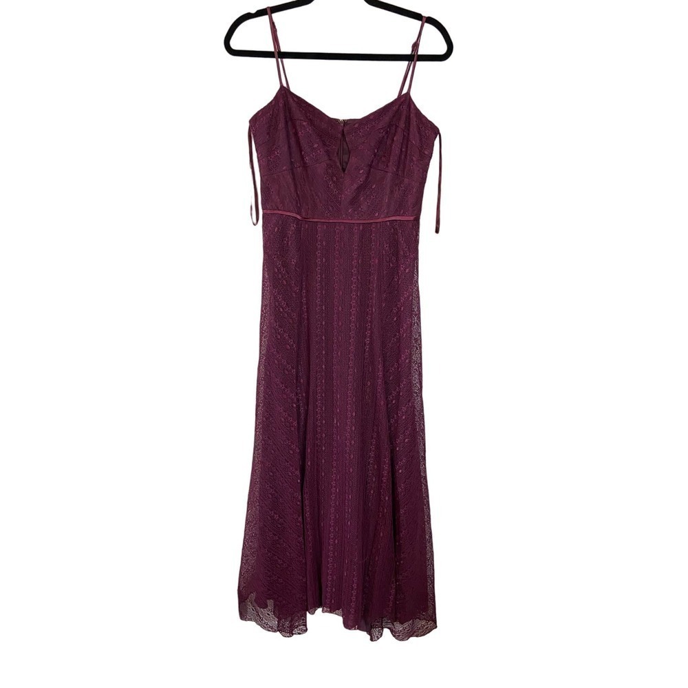 Jill Stuart Eliza Dress Size 10 Wine Lace cutout gown midi